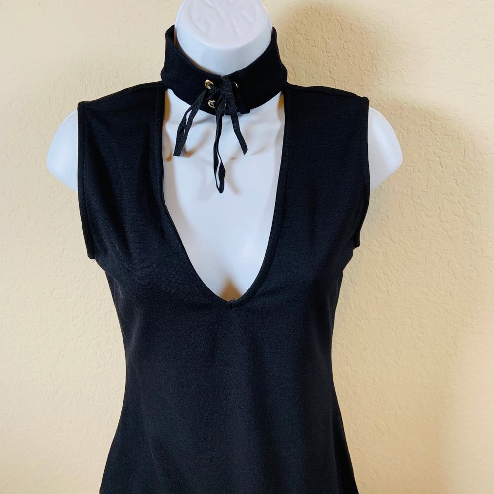 Short Black Party Dress with Lace Choker